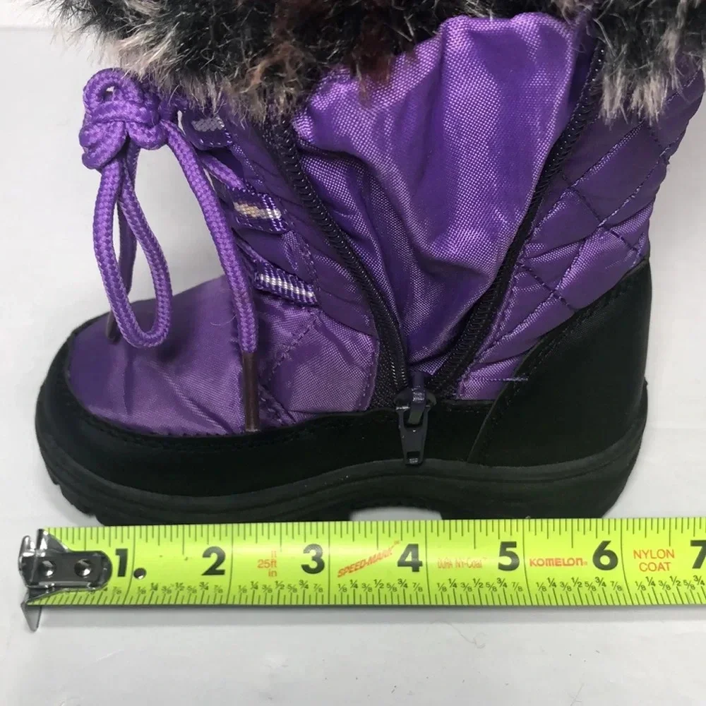 Snow Tec Toddlers Quilted Snow Boots Purple with Faux Fur Trim (5-Toddler)